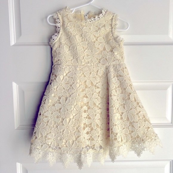 Rare Editions toddler girl Crochet Lace yellow Dress, 3T - Picture 2 of 4